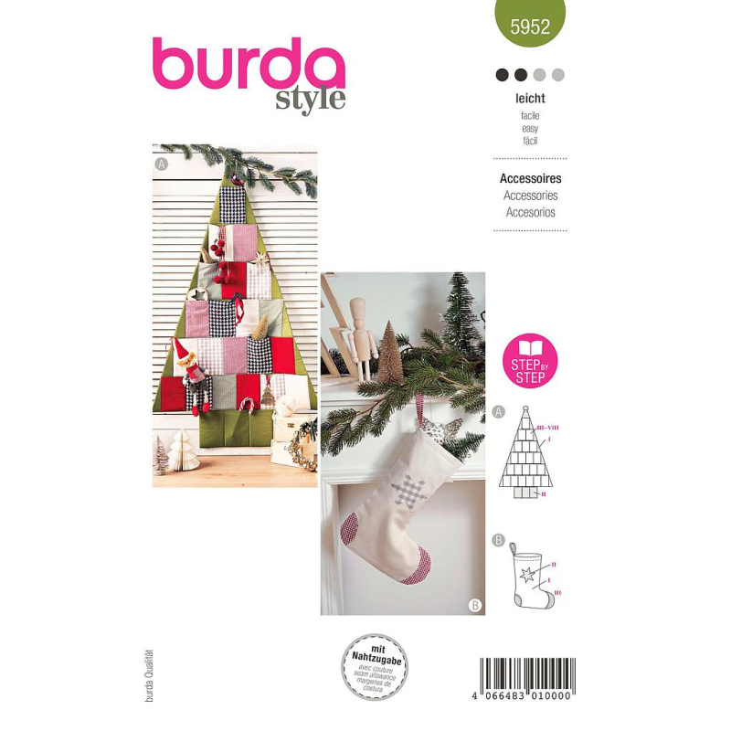 Patron Burda 5952 - Accessoires, calendrier de l'avent en forme de sapin