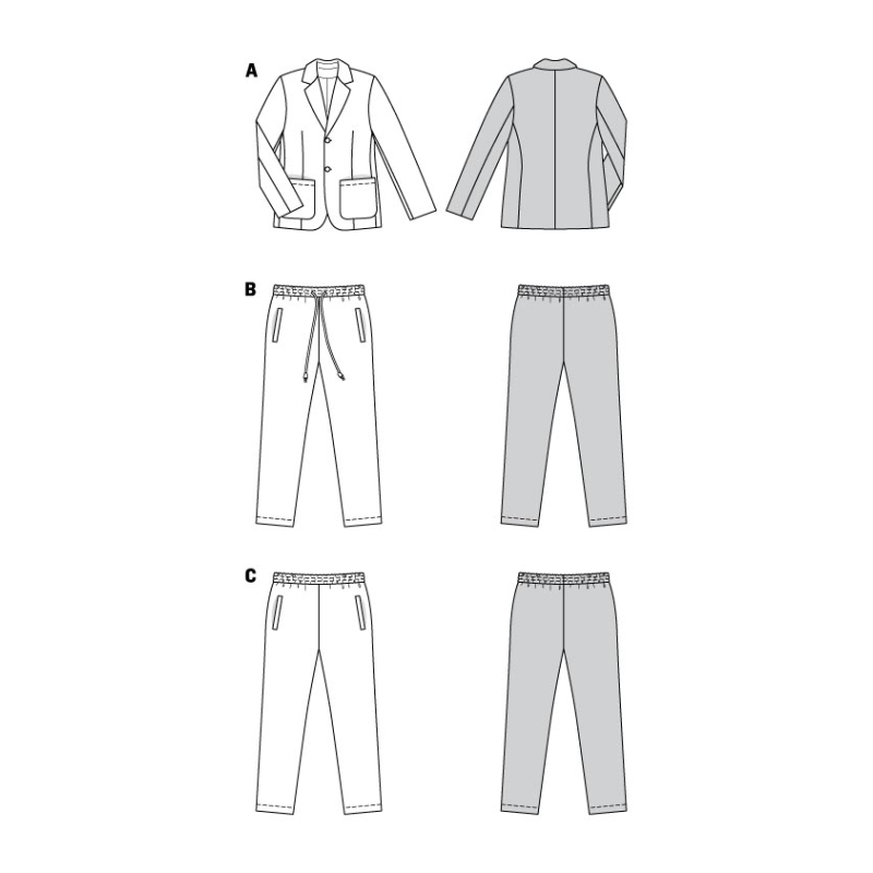 Patron Burda 5955 - Costume homme avec pantalon décontracté et veste classique