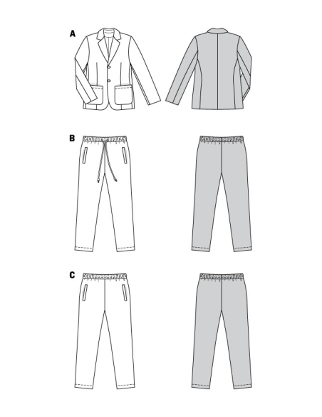 Patron Burda 5955 - Costume homme avec pantalon décontracté et veste classique