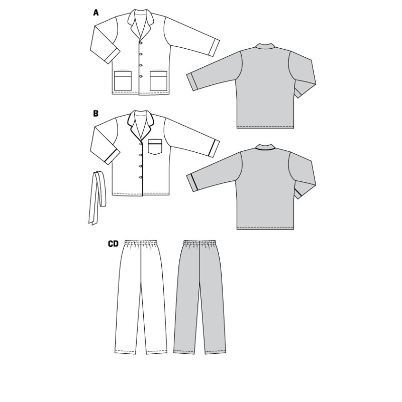 Patron Burda 5956 - Pyjama UNISEX classique et confortable pour elle et lui