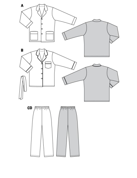 Patron Burda 5956 - Pyjama UNISEX classique et confortable pour elle et lui