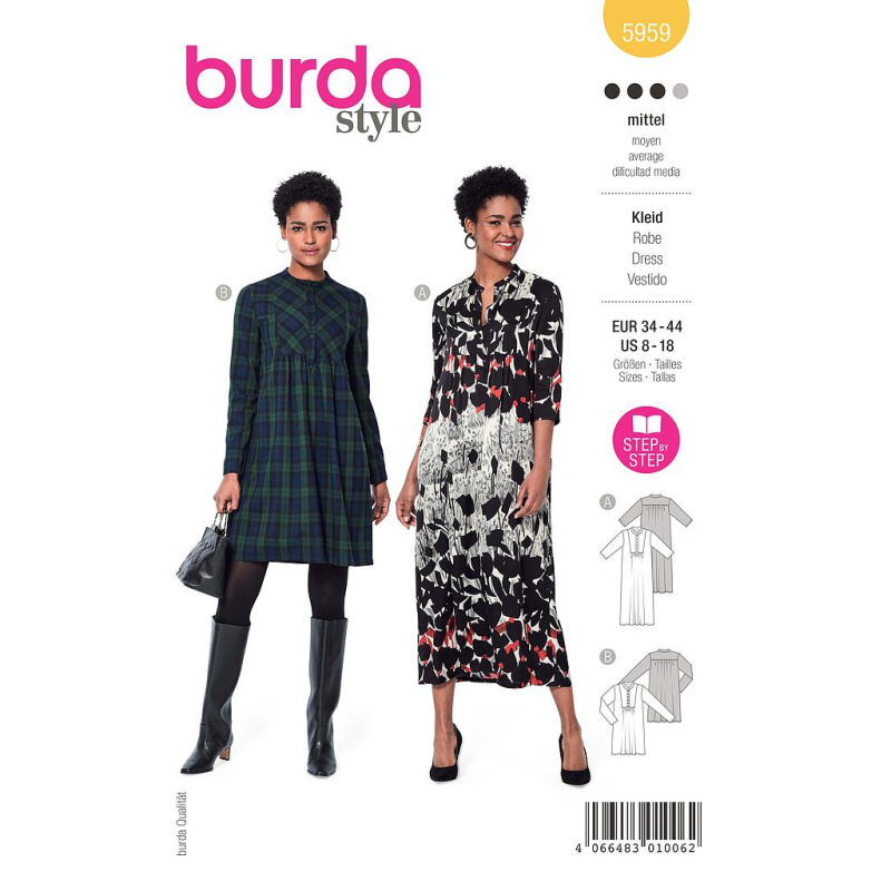 Patron Burda 5959 - Robes de différentes longueurs