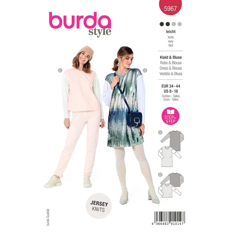 Patron Burda 5967 - Robe & blouse dans deux étoffes de forme légère
