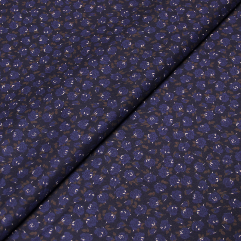 Percale 100% coton - Rose bleu fond nuit