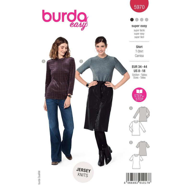 Patron Burda 5970 T-shirt – cintré avec bordure d'encolure