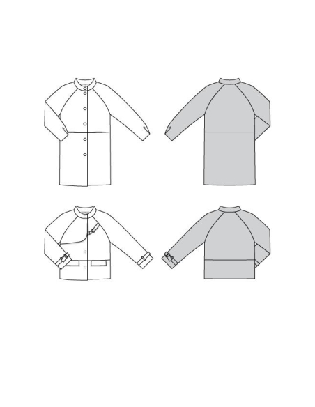 Patron Burda 5974 - Veste & manteau à manches raglan et col droit