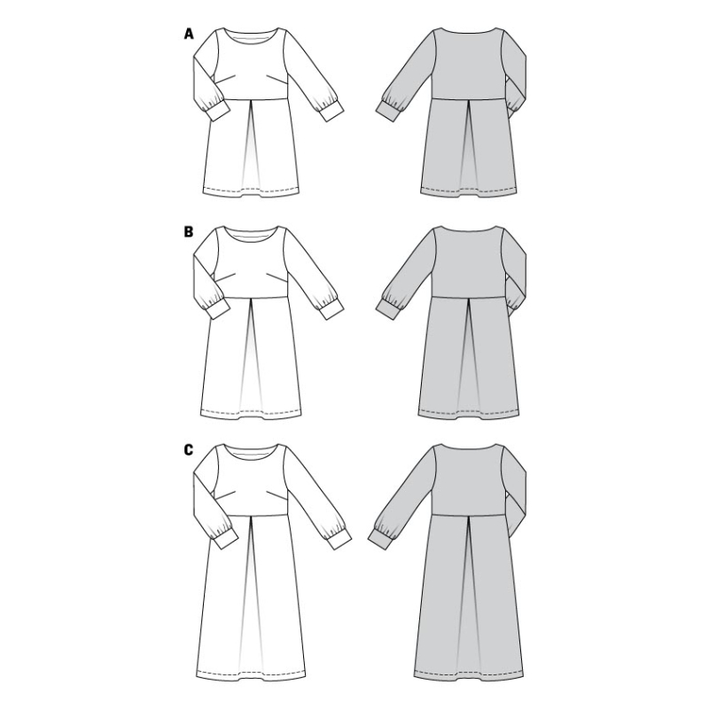 Patron Burda 5975 - Robe à encolure bateau et manches à poignet