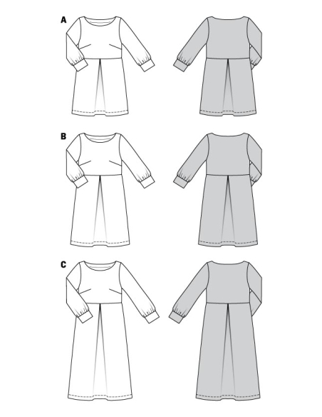 Patron Burda 5975 - Robe à encolure bateau et manches à poignet