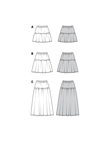 Patron Burda 5978 - Jupe à étage avec une coulisse élastiquée