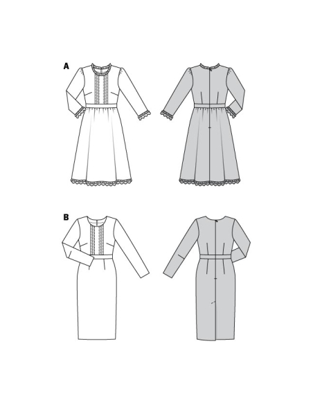 Patron Burda 5983 - Robe avec ceinture de taille et jupe ample ou droite