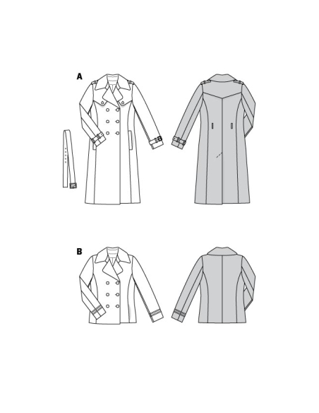 Patron Burda 5984 - Veste caban & trench-coat entièrement doublés