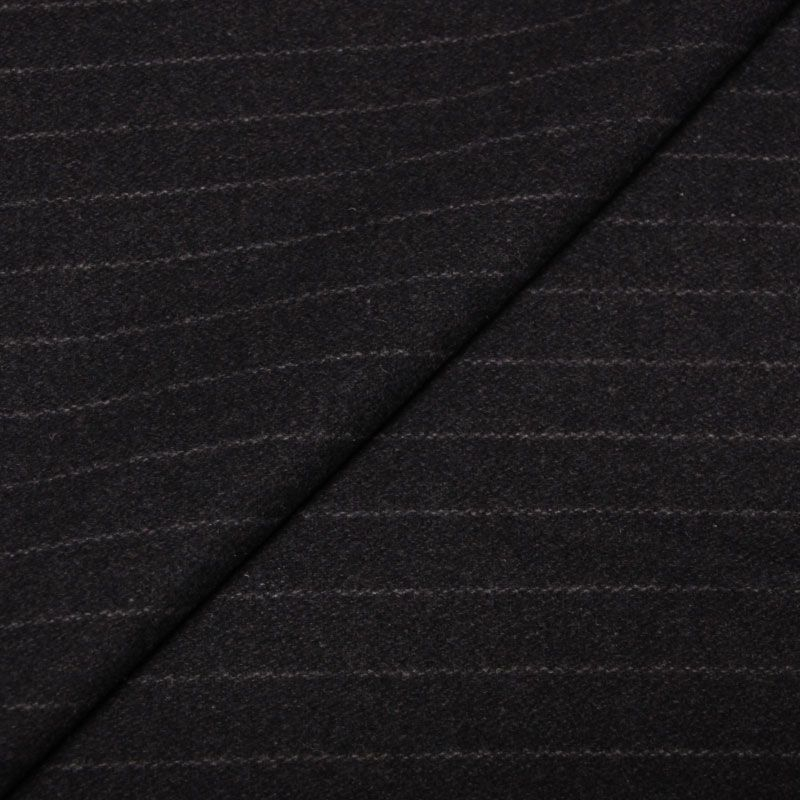 Drap de laine 100% laine - Rayure gris fond anthracite