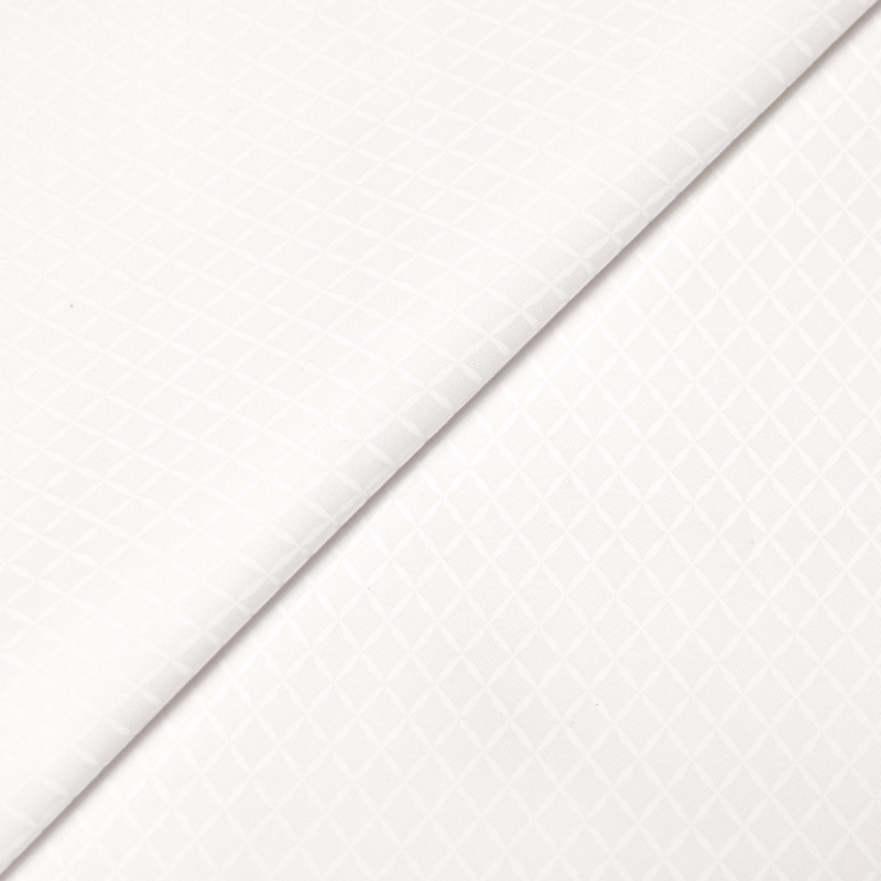 Gabardine fine coton & élasthanne - Losange arrondi blanc mat