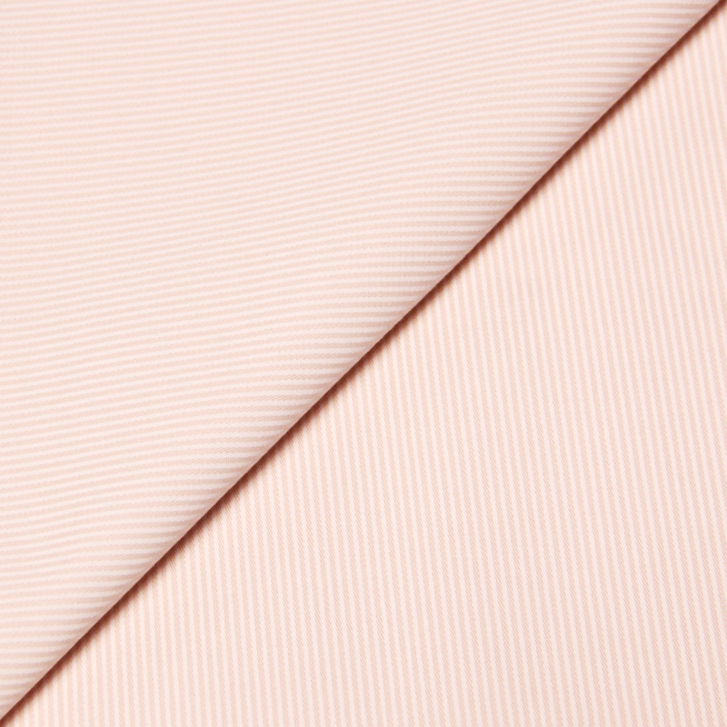 Gabardine fine coton & élasthanne - Rayure beige rosé