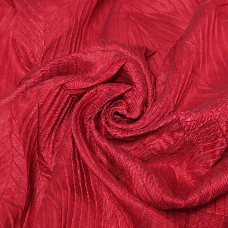 Doupion polyviscose - Plissé feuillage rouge