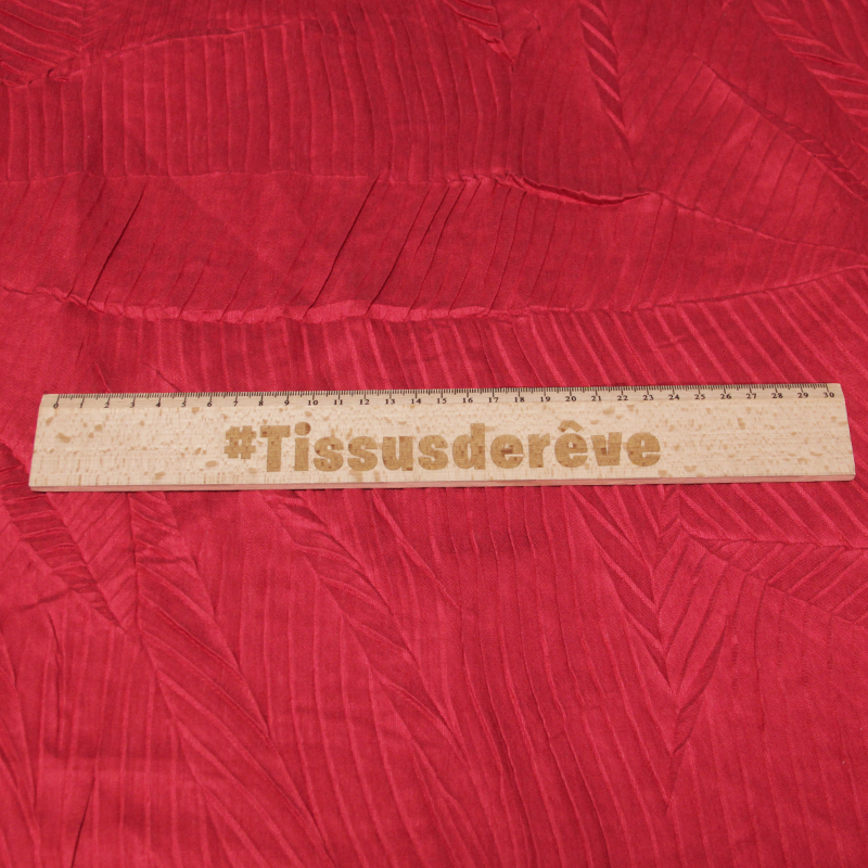 Doupion polyviscose - Plissé feuillage rouge