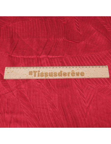 Doupion polyviscose - Plissé feuillage rouge