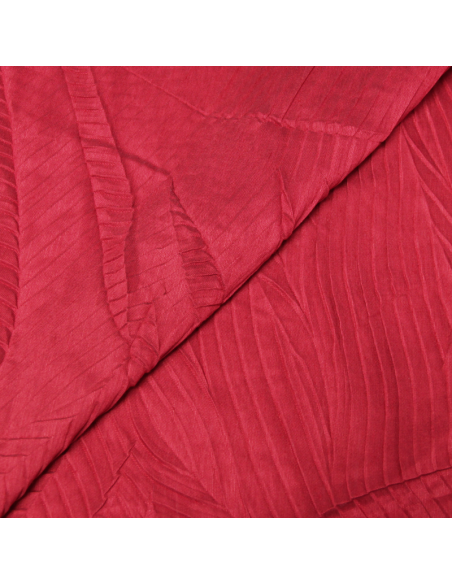 Doupion polyviscose - Plissé feuillage rouge