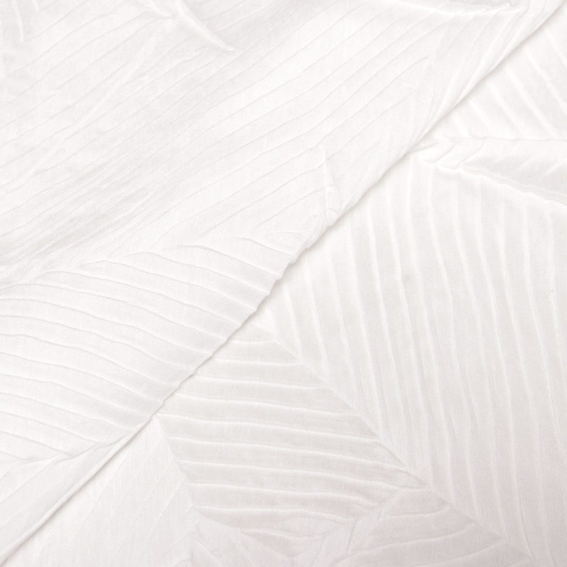 Doupion polyviscose - Plissé feuillage blanc