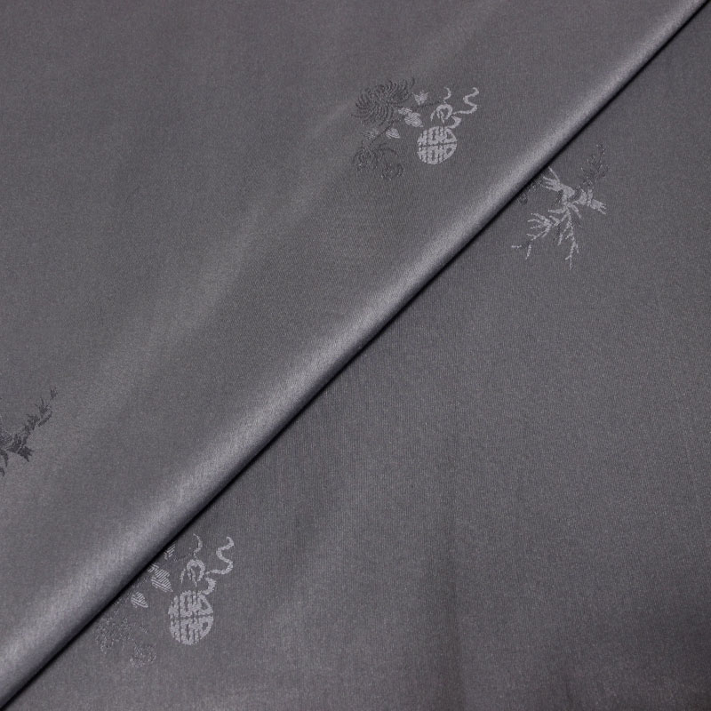 Taffetas jacquard polyviscose - Motif chinoiserie gris