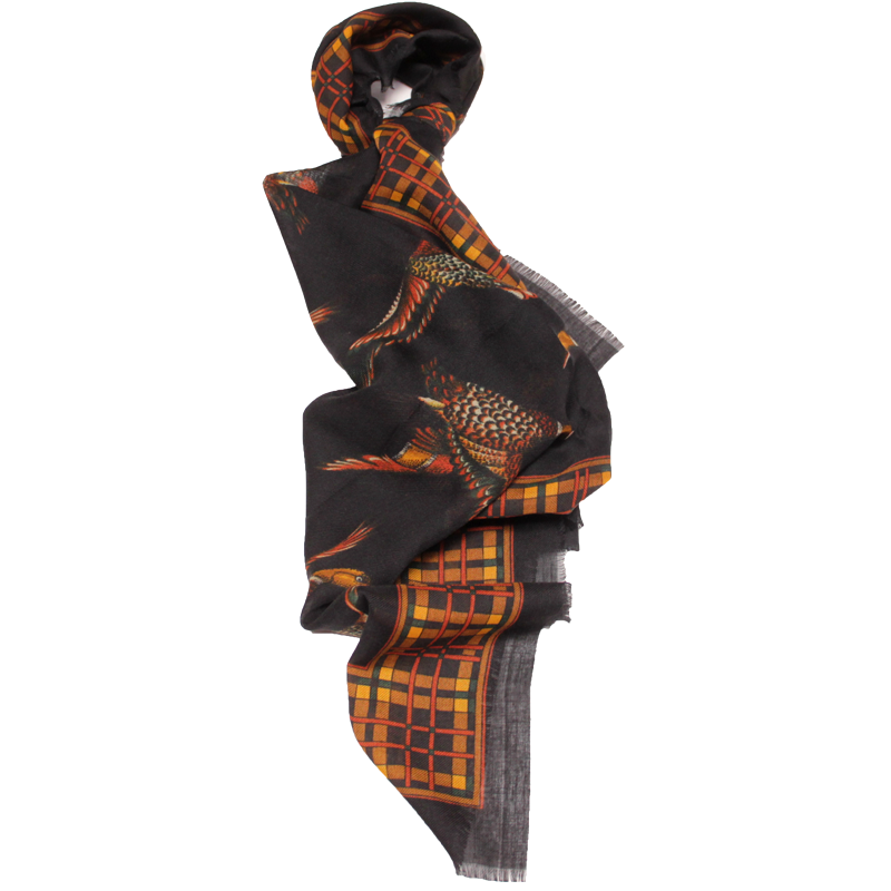 Foulard twill - Oiseau noir