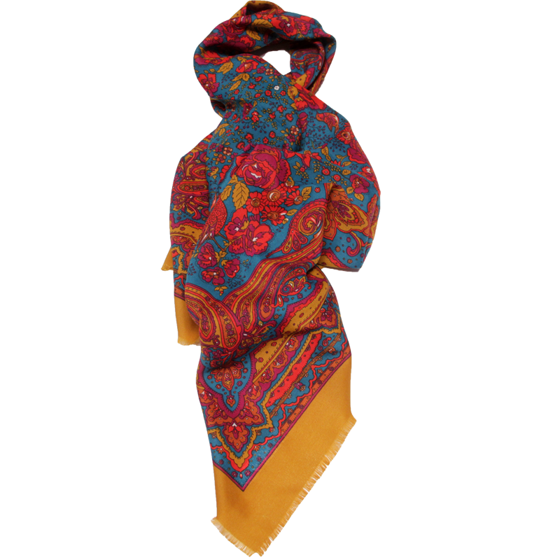 Foulard twill - Jasmine canard & camel