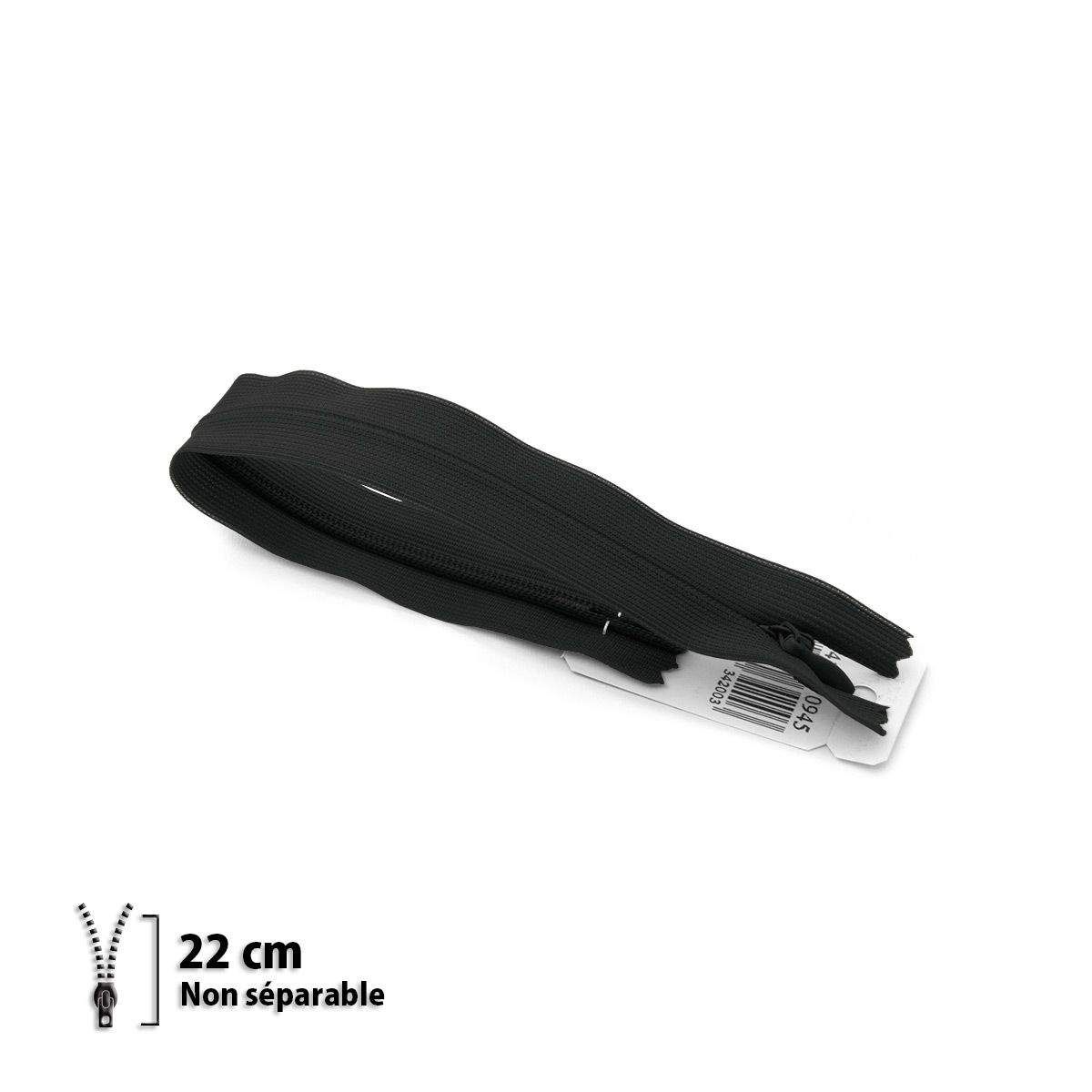 Fermeture Eclair ® invisible noir 22cm