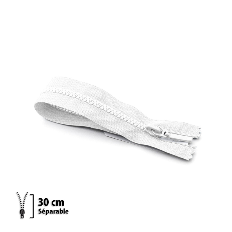 Fermeture Eclair ® injectée blanche 30cm