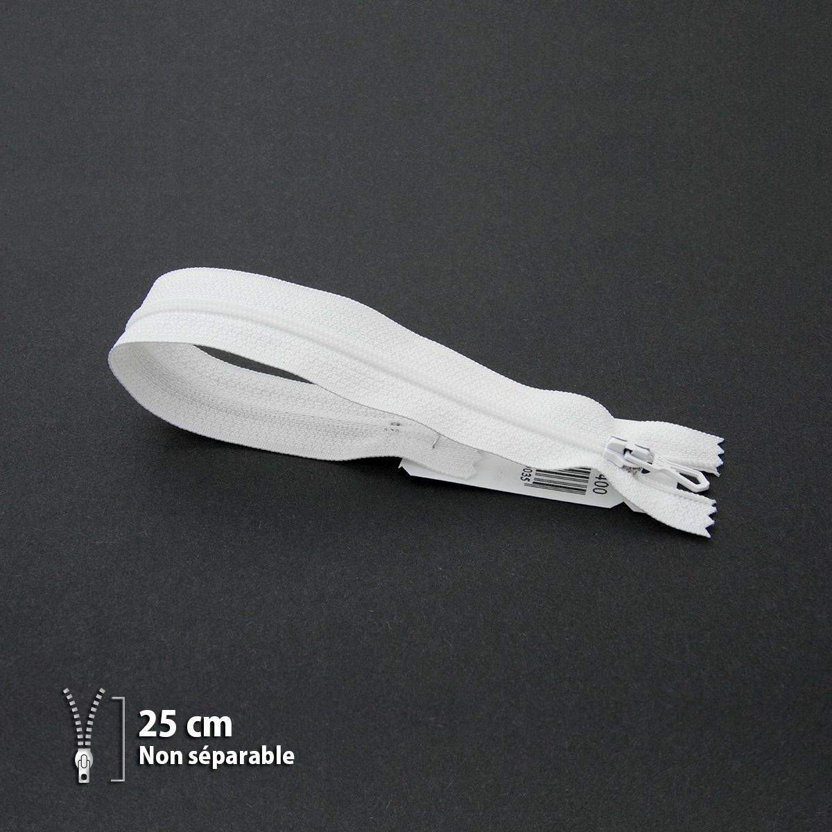 Fermeture Eclair ® spiralée blanche 25cm