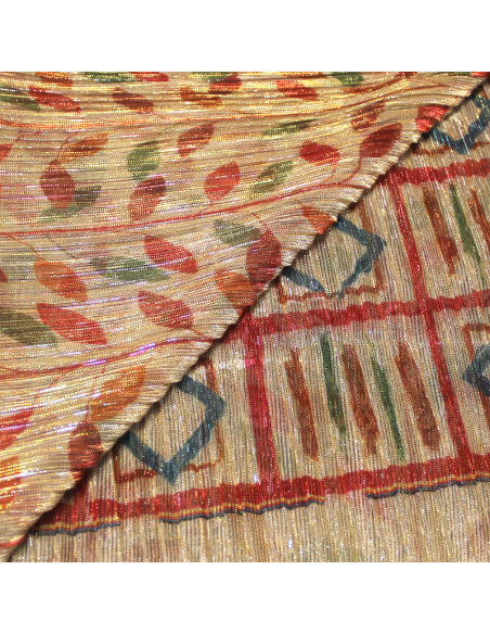 Résille lamé plissé - Feuillage multicolore avec base
