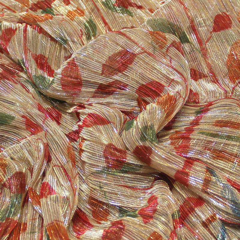 Résille lamé plissé - Feuillage multicolore avec base