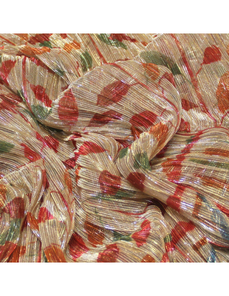 Résille lamé plissé - Feuillage multicolore avec base