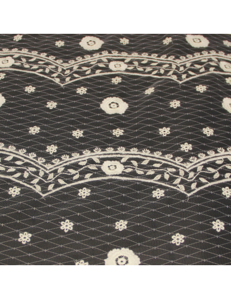 Résille brodé - Fleuri écru