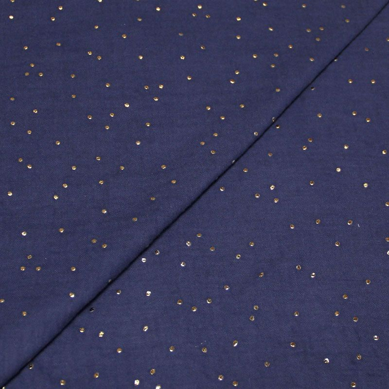 Double gaze 100% coton - Indigo pépite d'or
