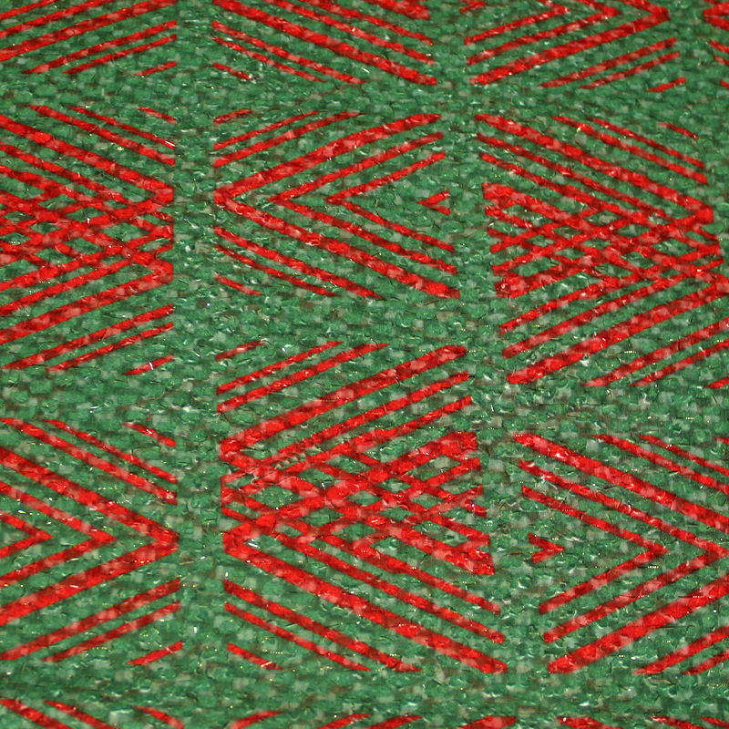 Mousseline plumetis lurex - imprimé rouge fond vert