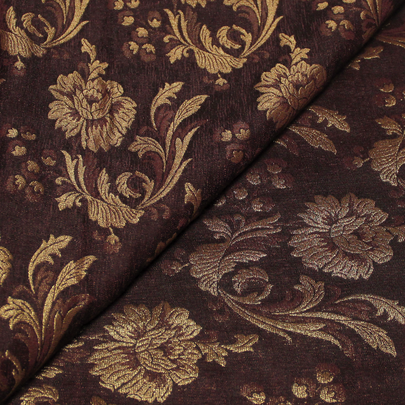 Tissu brocart - Baroque doré fond bordeaux