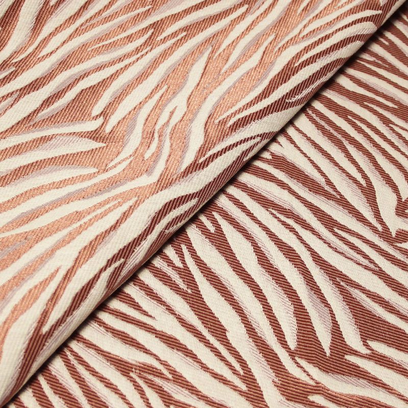 Tissu broché - Zébré rose et écru