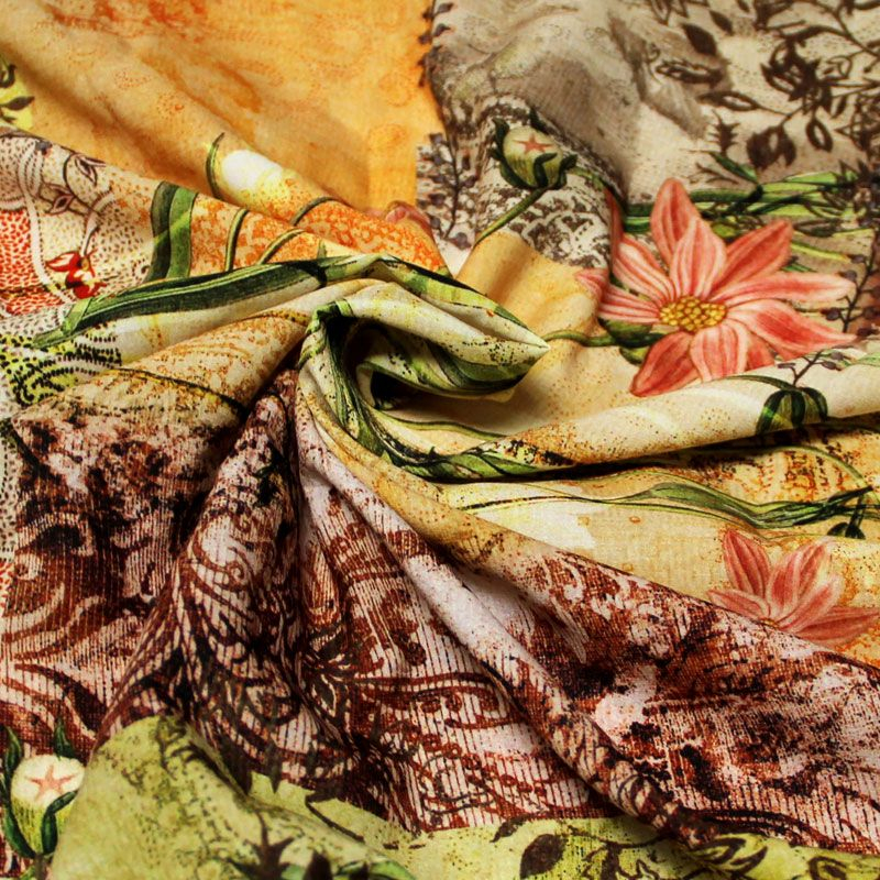 Crêpe de Chine - Patchwork fleuri