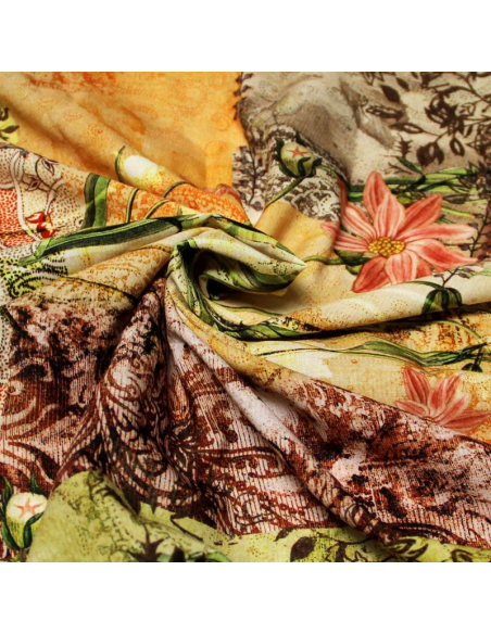 Crêpe de Chine - Patchwork fleuri