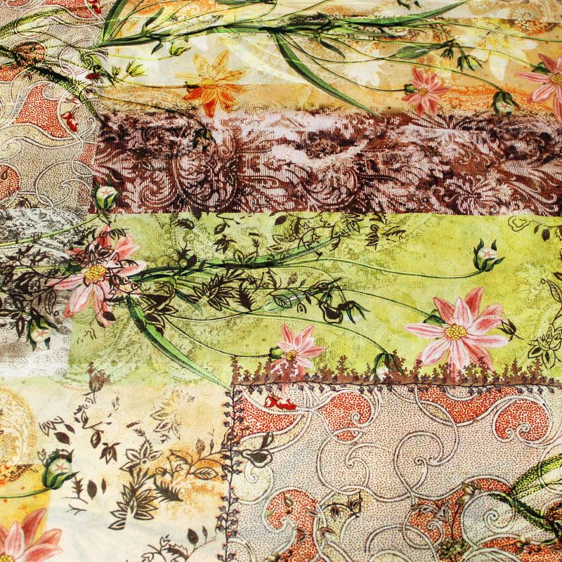 Crêpe de Chine - Patchwork fleuri