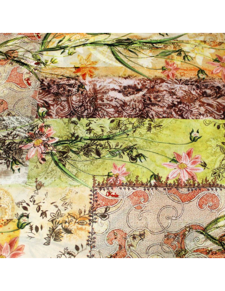 Crêpe de Chine - Patchwork fleuri