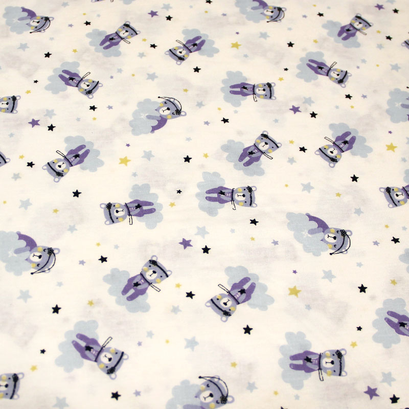 Popeline 100% coton - Dodo ourson bleu