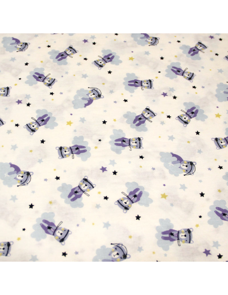 Popeline 100% coton - Dodo ourson bleu