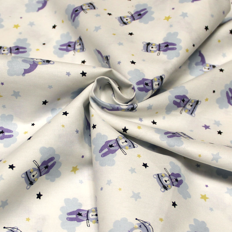 Popeline 100% coton - Dodo ourson bleu