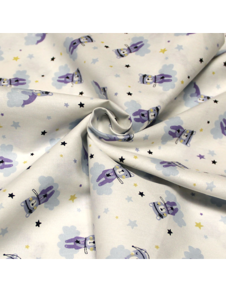 Popeline 100% coton - Dodo ourson bleu