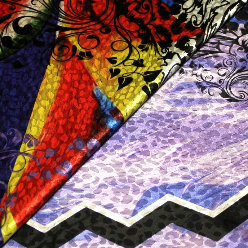 Satin jacquard - Graphique abstrait multicolore
