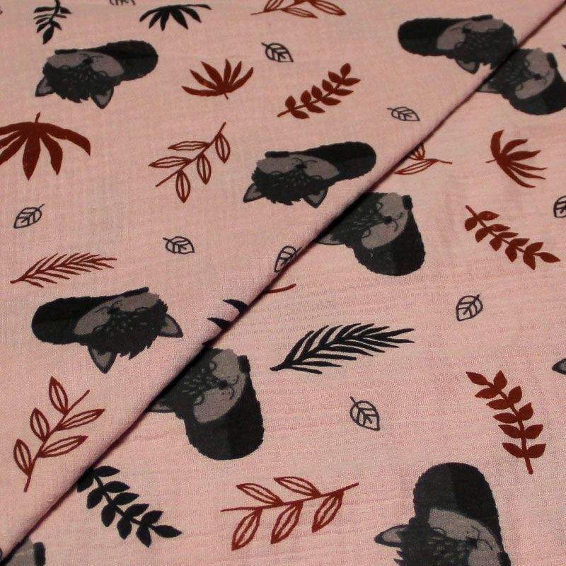 Double gaze - Bébé renard fond vieux rose