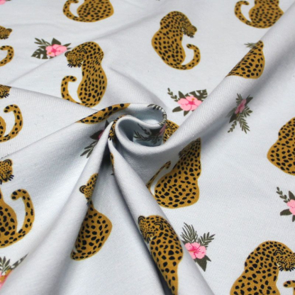 Molleton gratté - Léopard et fleur fond ciel 2