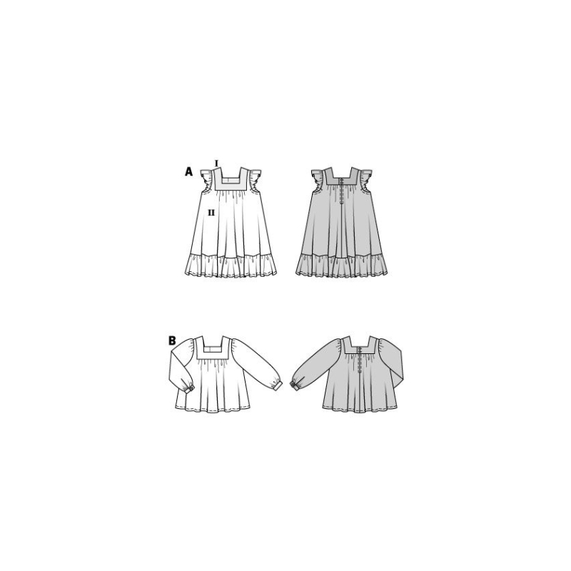 Patron Burda 9249 - Robe et la blouse encolure rectangulaire