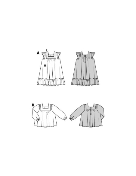 Patron Burda 9249 - Robe et la blouse encolure rectangulaire